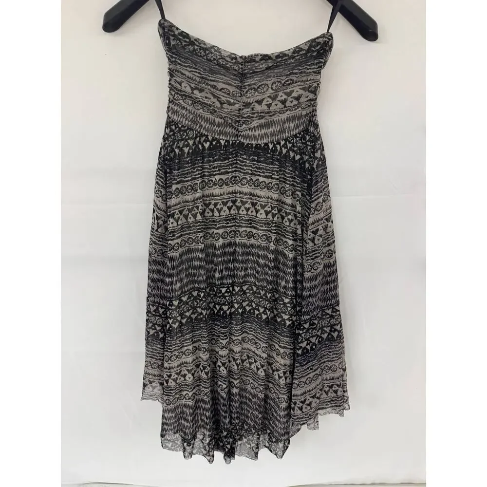 Free People Strapless Dress Womens Small Boho Tribal Print High Low Layered